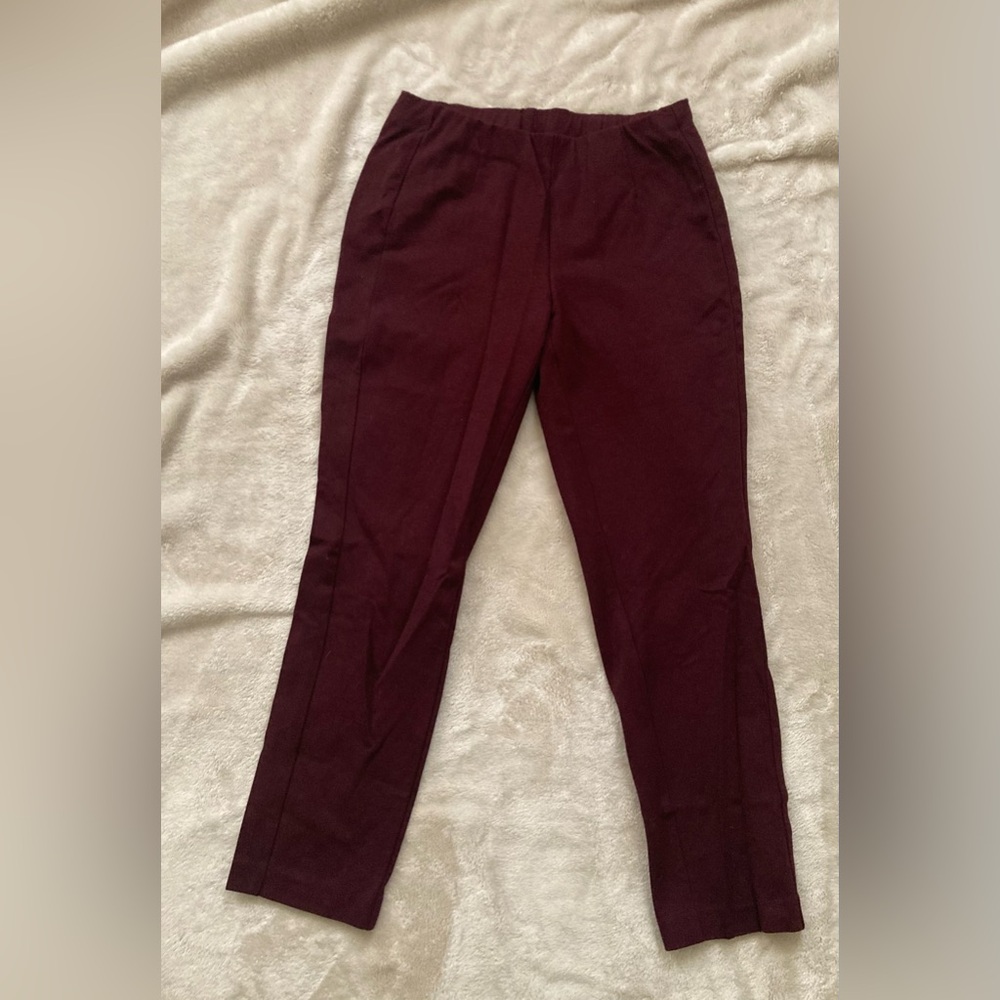J. Jill Ponte Slim Leg Pants Burgundy XS Petite Stretch